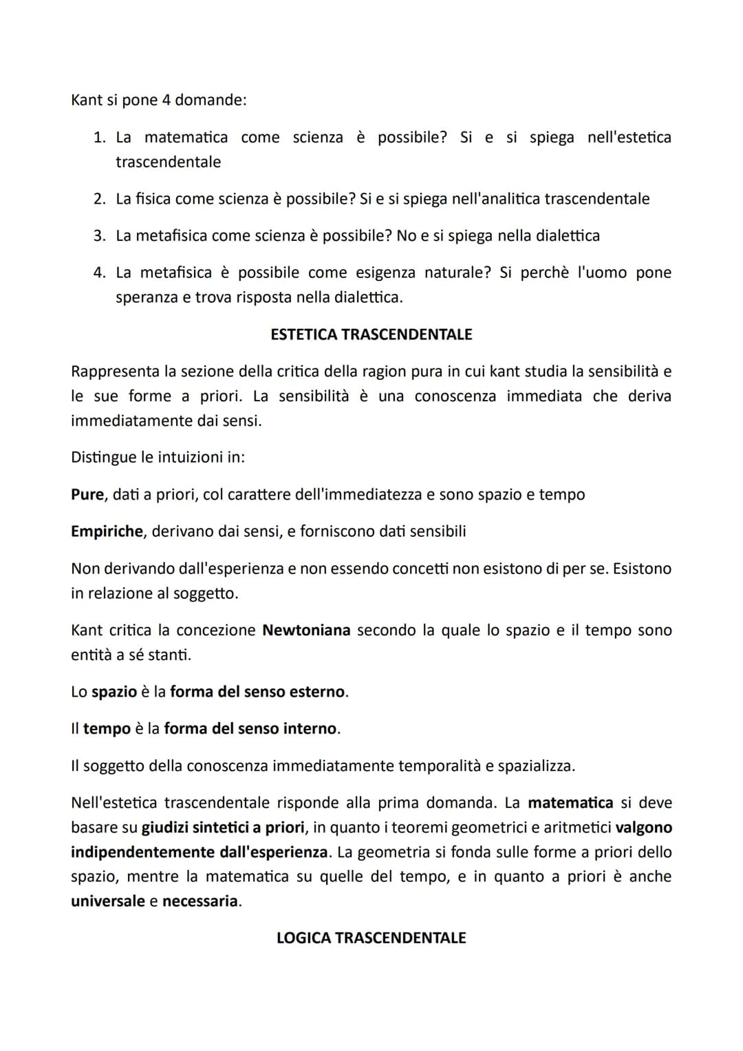 KANT
IL CRITICISMO O FILOSOFIA DEL LIMITE
Nacque da una famiglia scozzese nel 1724. Kant è un innatista, per lui conoscere
significa ricorda