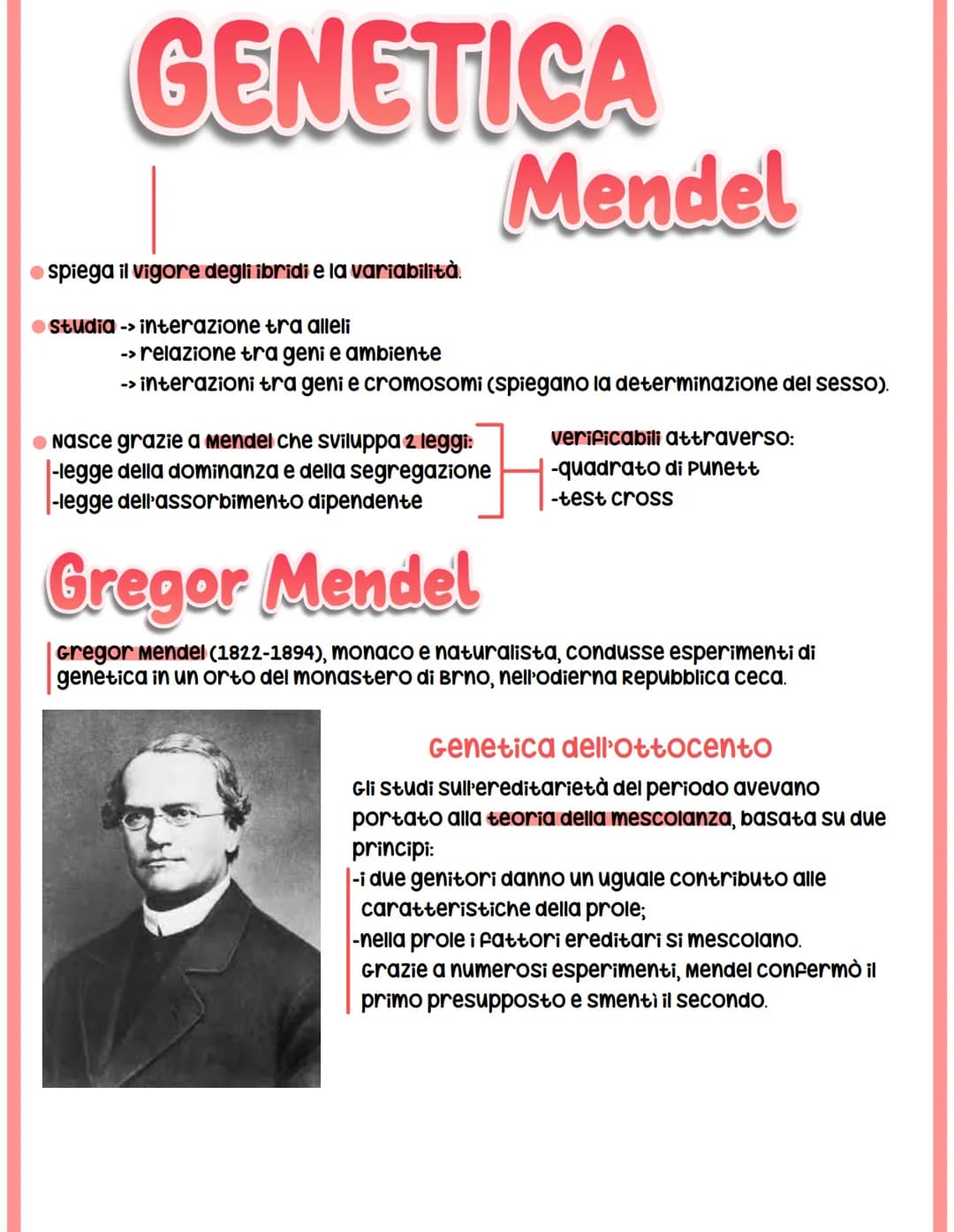 GENETICA
spiega il vigore degli ibridi e la variabilità.
●Studia -> interazione tra alleli
Mendel
-> relazione tra geni e ambiente
-> intera
