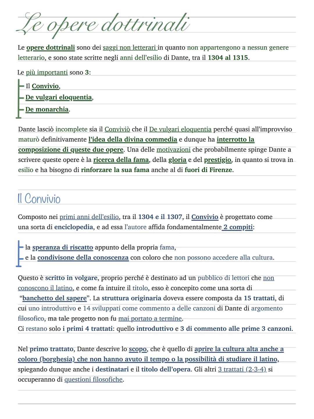 Le opere dottrinali
Le opere dottrinali sono dei saggi non letterari in quanto non appartengono a nessun genere
letterario, e sono state scr