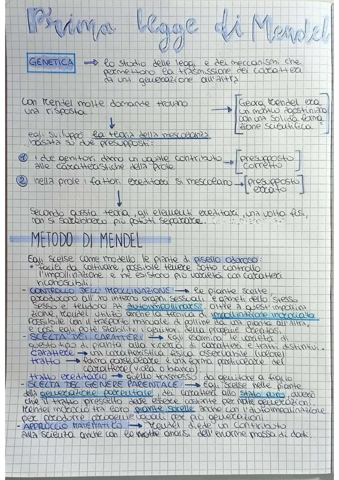 # Prima legge di Mendel

GENETICA lo studio delle leggi e dei meccanismi che
permettono la trasmissione dei caratteri
da una generazione all
