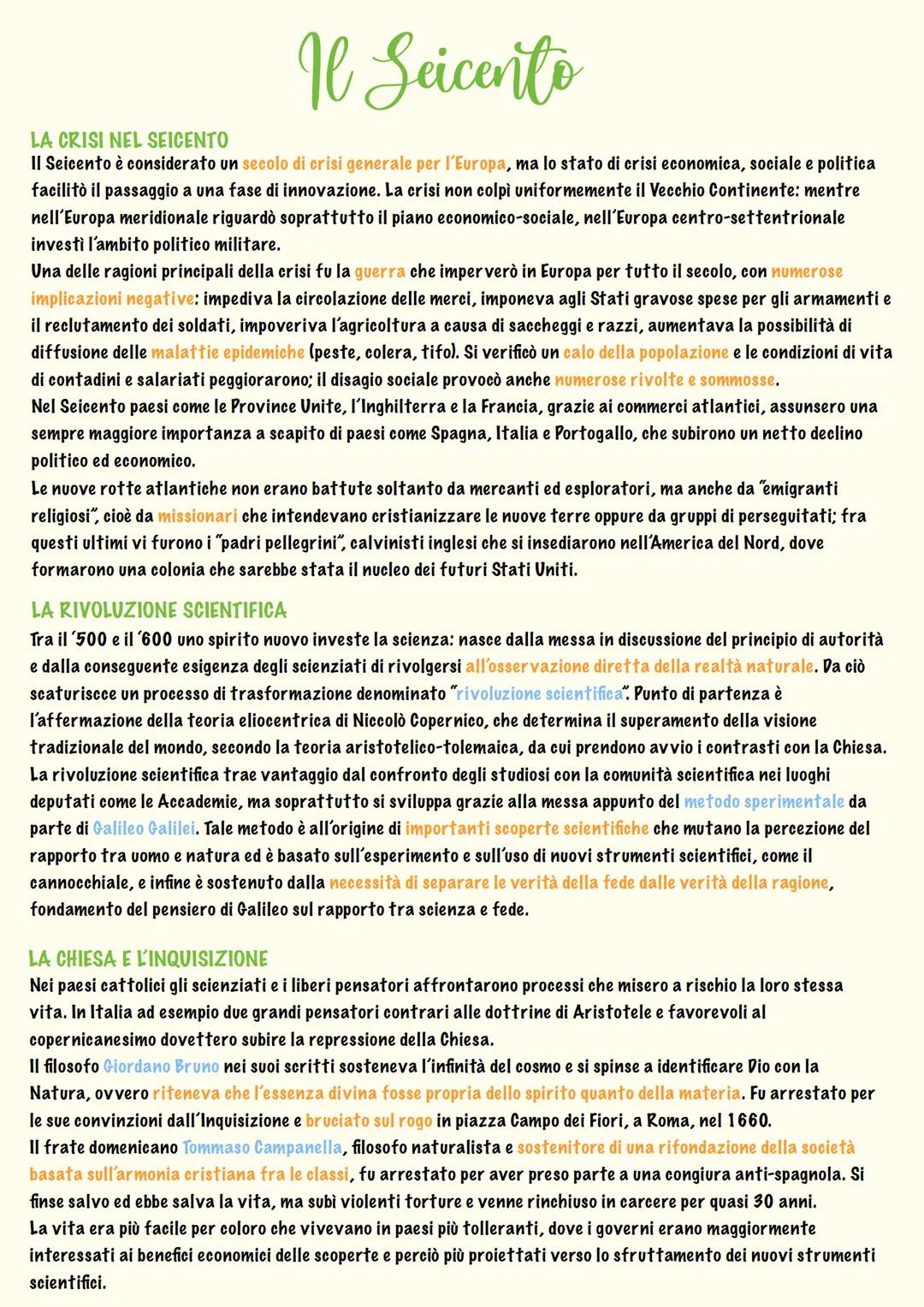 Il Seicento
LA CRISI NEL SEICENTO
Il Seicento è considerato un secolo di crisi generale per l'Europa, ma lo stato di crisi economica, social