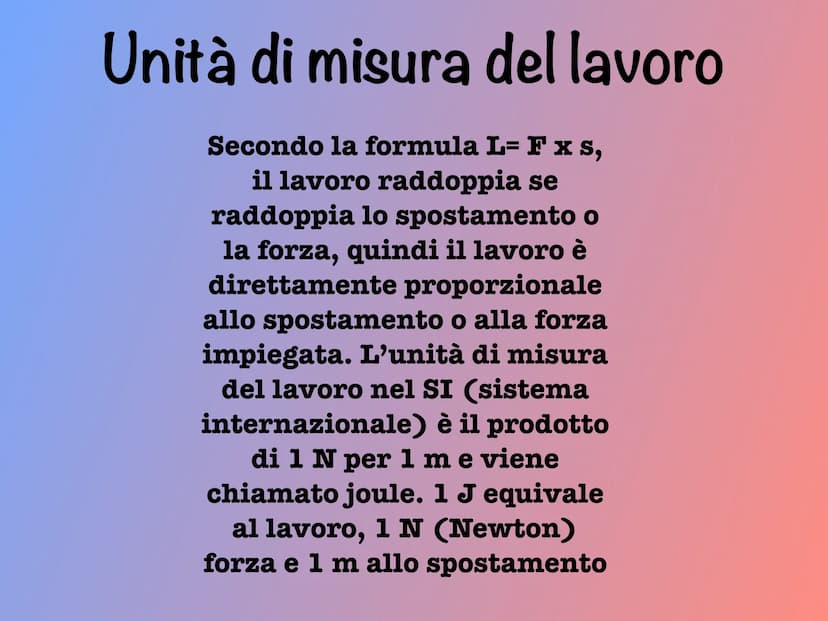 Il lavoro Che cos'è un lavoro?
É quando una forza agendo su un corpo provoca uno spostamento
In Fisica il Lavoro è il prodotto della forza (