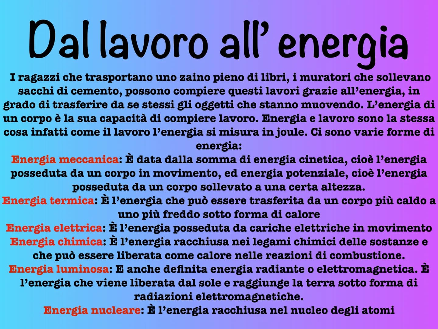 Il lavoro Che cos'è un lavoro?
É quando una forza agendo su un corpo provoca uno spostamento
In Fisica il Lavoro è il prodotto della forza (