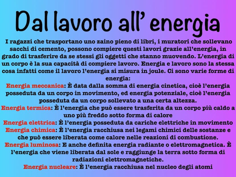 Il lavoro Che cos'è un lavoro?
É quando una forza agendo su un corpo provoca uno spostamento
In Fisica il Lavoro è il prodotto della forza (