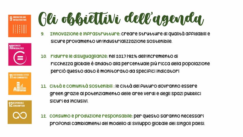 Lagenda 2030
COS'E
L'agenda 2030 è un programma
d'azione per le persone ed il pianeta, in
cui si tiene conto del progresso
sociale, economic