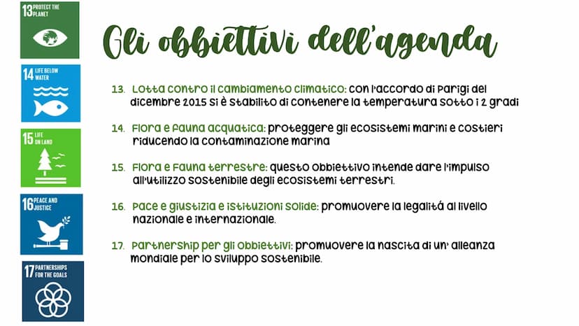 Lagenda 2030
COS'E
L'agenda 2030 è un programma
d'azione per le persone ed il pianeta, in
cui si tiene conto del progresso
sociale, economic