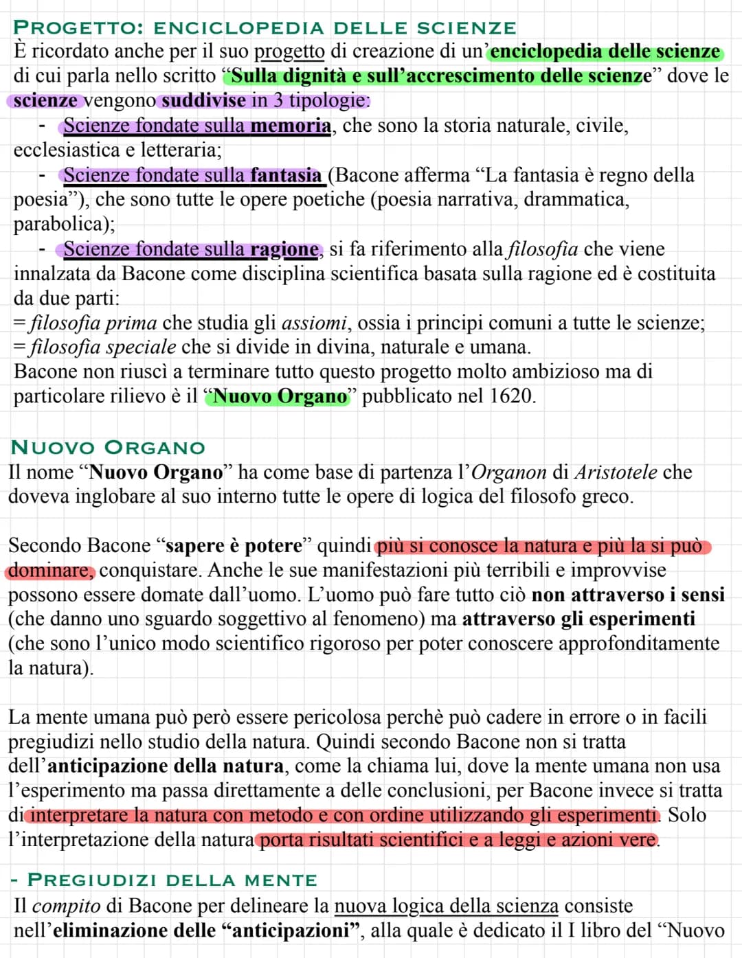 Francesco Bacone
Filosofo molto importante per la rivoluzione scientifica perchè sottolineò
l'importanza di conoscere approfonditamente la s
