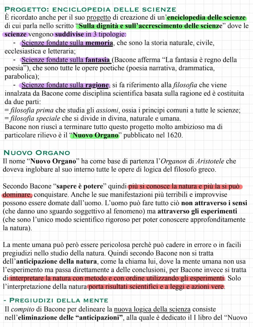 Francesco Bacone
Filosofo molto importante per la rivoluzione scientifica perchè sottolineò
l'importanza di conoscere approfonditamente la s