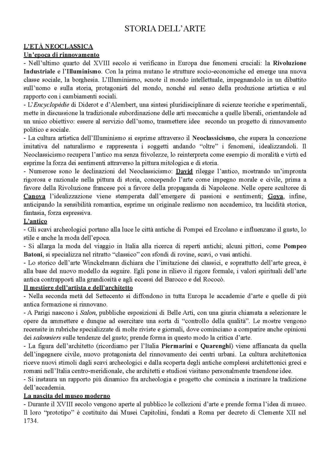 Riassunti e Schemi di Storia dell'Arte per il Quinto Anno - PDF