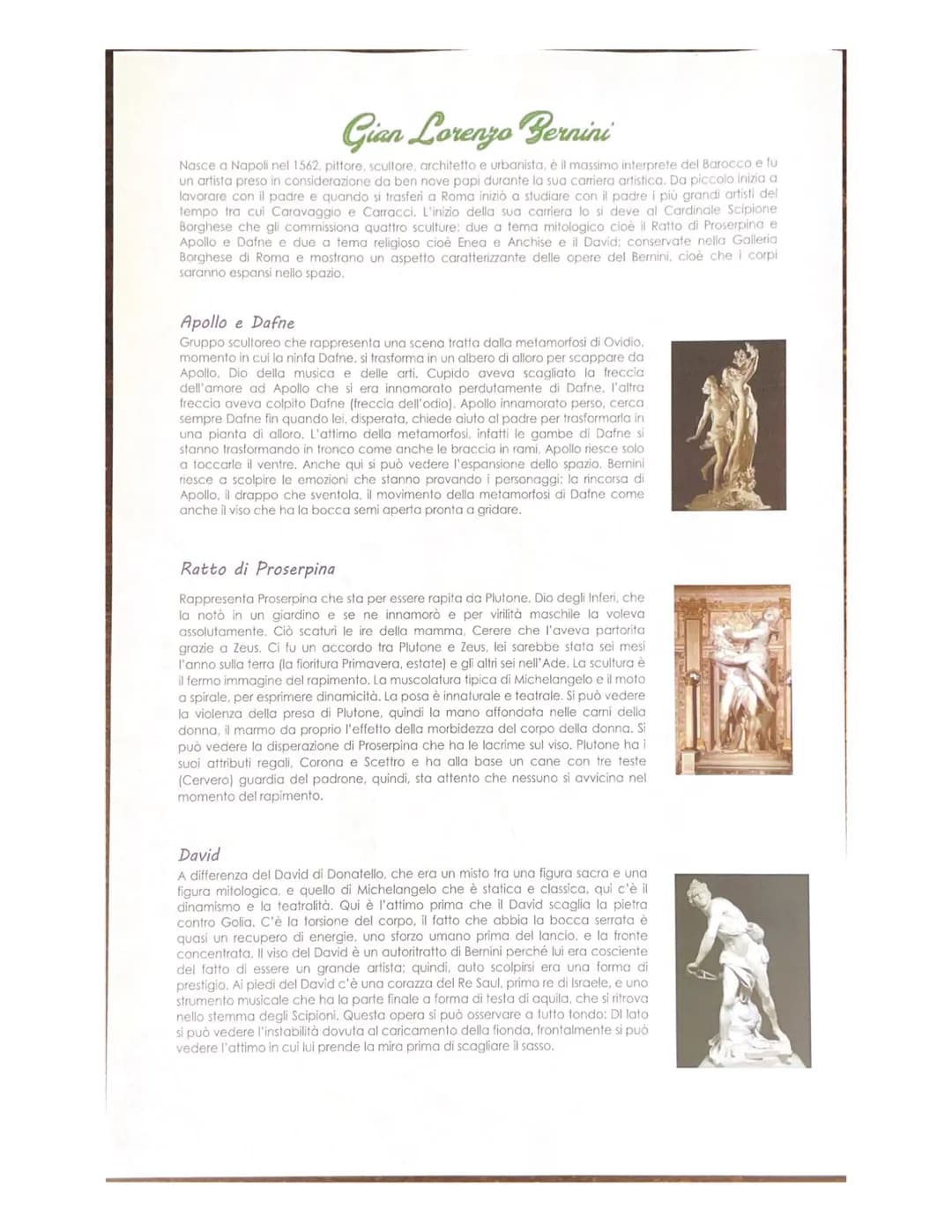 Gian Lorenzo Bernini
Nasce a Napoli nel 1562, pittore, scultore, architetto e urbanista, è il massimo interprete del Barocco e fu
un artista