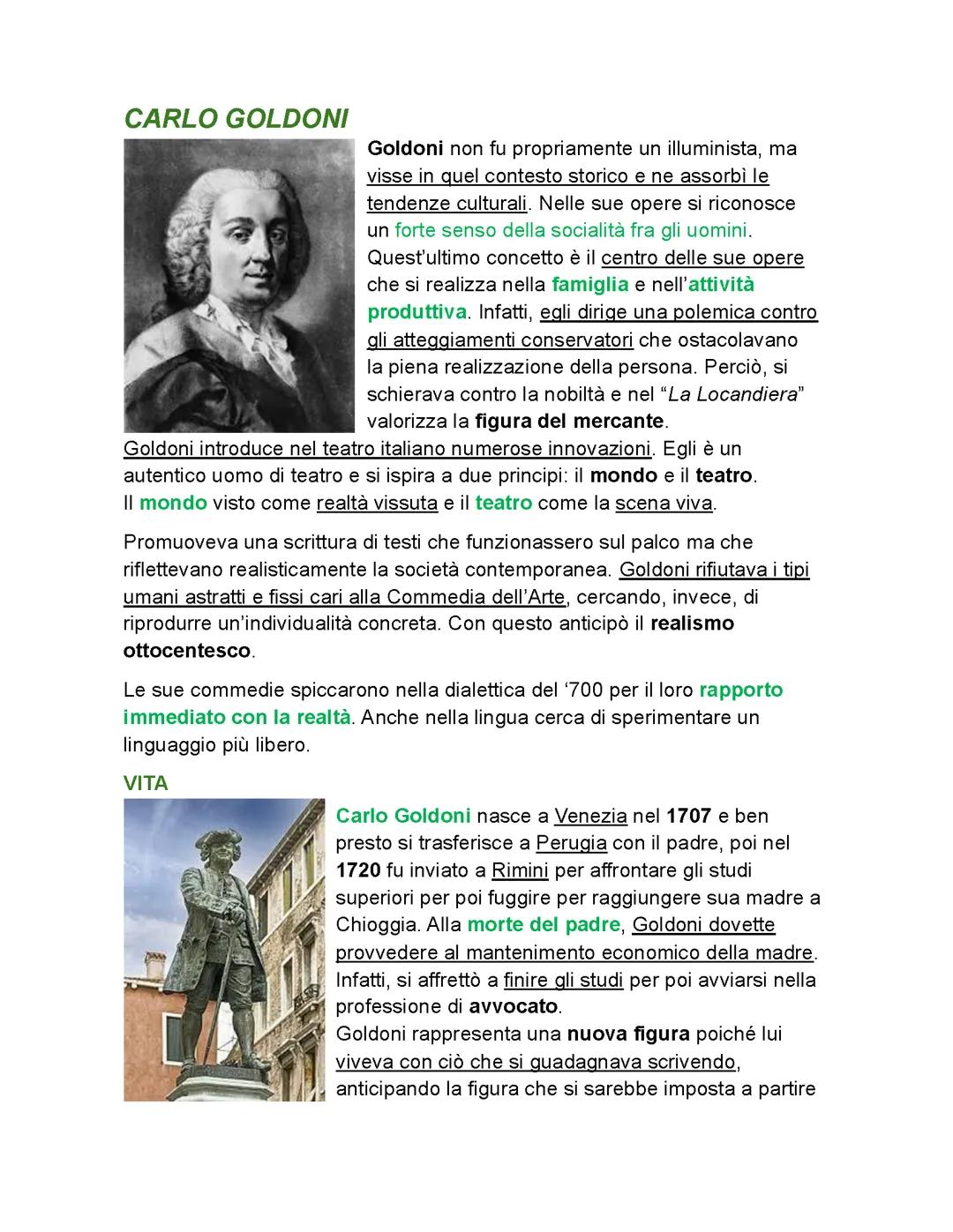 Carlo Goldoni e la Riforma del Teatro: Vita e Opere