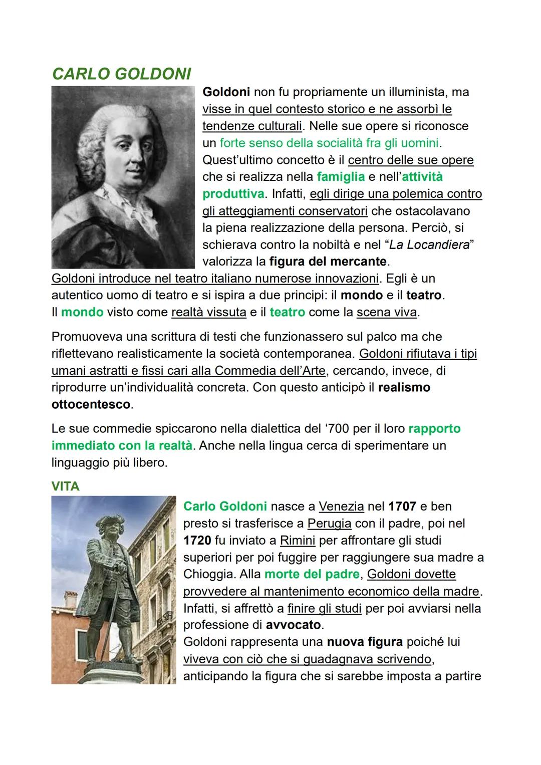 CARLO GOLDONI
Goldoni non fu propriamente un illuminista, ma
visse in quel contesto storico e ne assorbì le
tendenze culturali. Nelle sue op