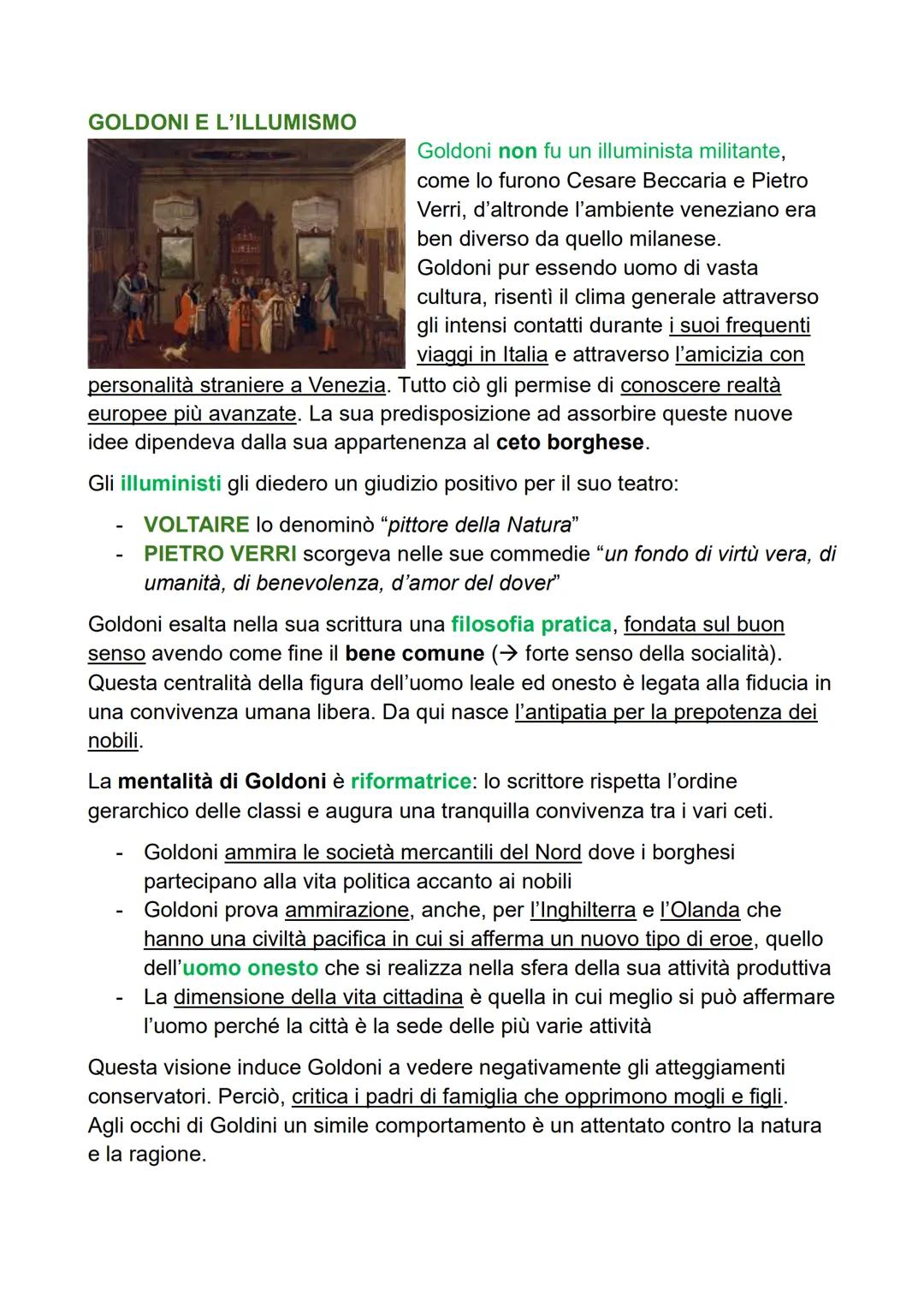 CARLO GOLDONI
Goldoni non fu propriamente un illuminista, ma
visse in quel contesto storico e ne assorbì le
tendenze culturali. Nelle sue op