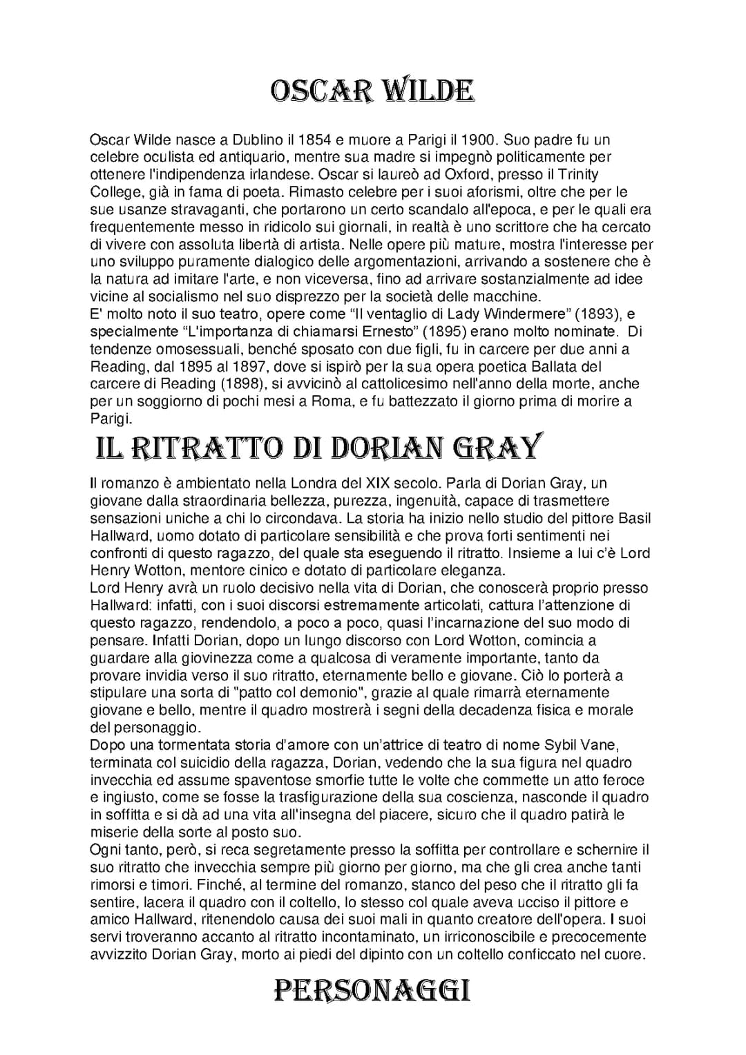 oscar wilde e dorian gray