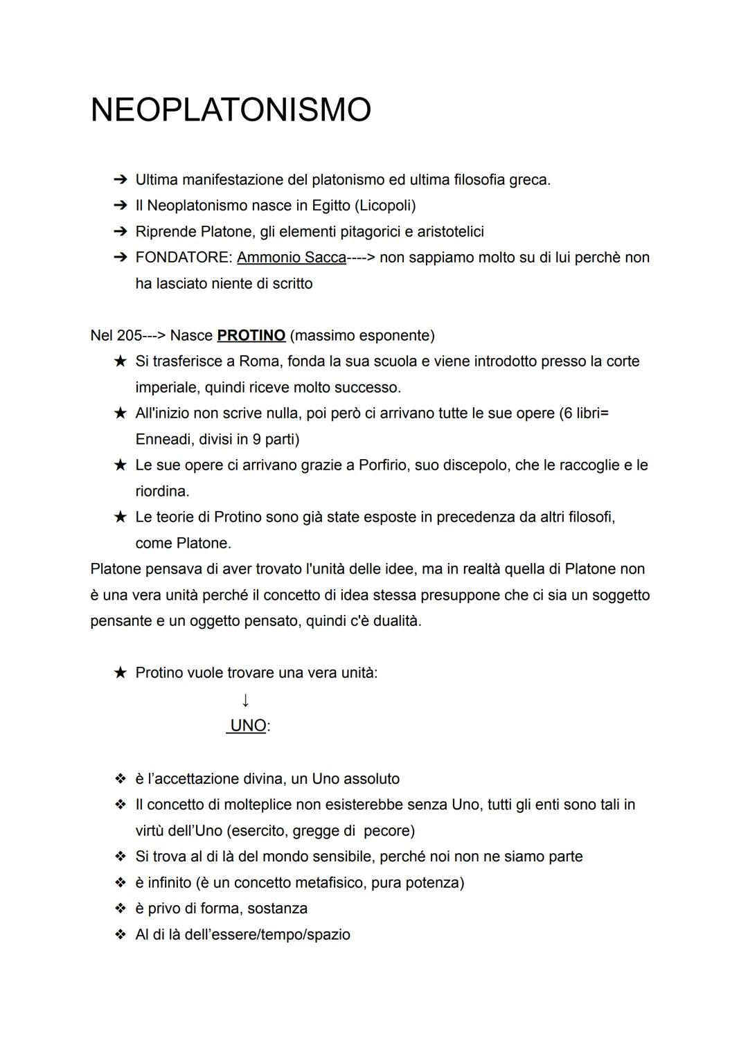 # NEOPLATONISMO

→ Ultima manifestazione del platonismo ed ultima filosofia greca.

→ II Neoplatonismo nasce in Egitto (Licopoli)

→ Riprend