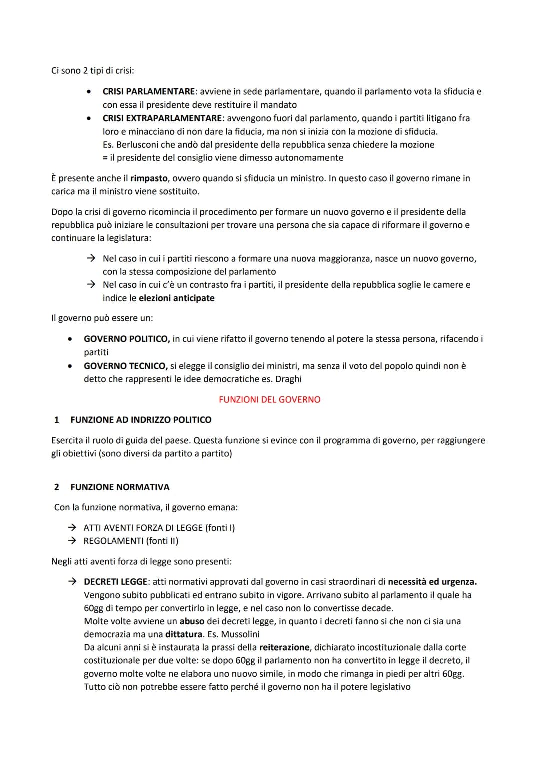 IL GOVERNO
Il governo presenta il potere esecutivo, ovvero da esecuzioni alle leggi dello stato (rendere effettiva la
parola della legge).
E