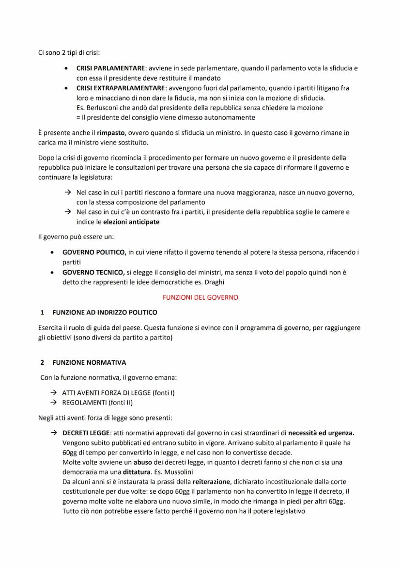 IL GOVERNO
Il governo presenta il potere esecutivo, ovvero da esecuzioni alle leggi dello stato (rendere effettiva la
parola della legge).
E