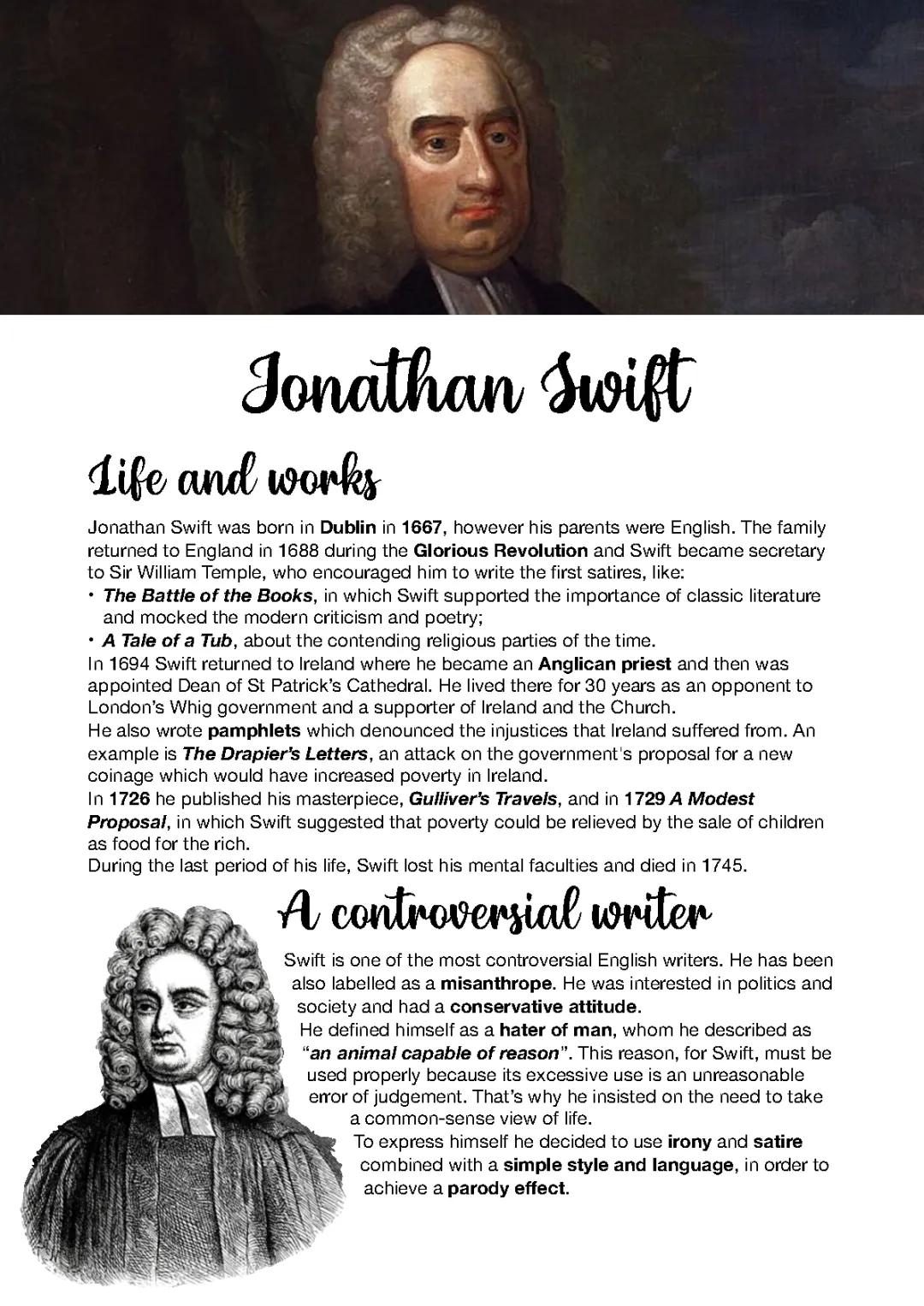 Jonathan Swift: Author of Satirical Masterpieces