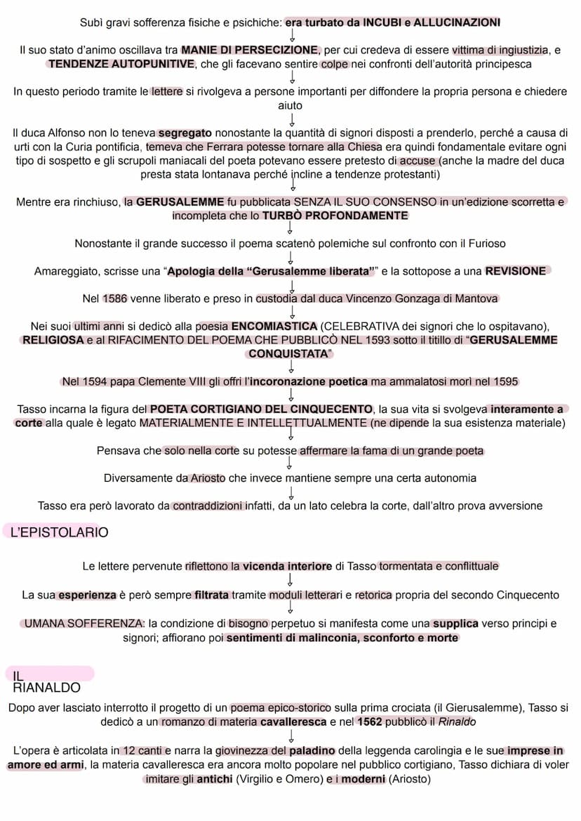 VITA non studiare, solo sapere a grandi linee
TORQUATO TASSO
Nacque nel 1544
Il padre, di nobile famiglia bergamasca, era gentiluomo di cort