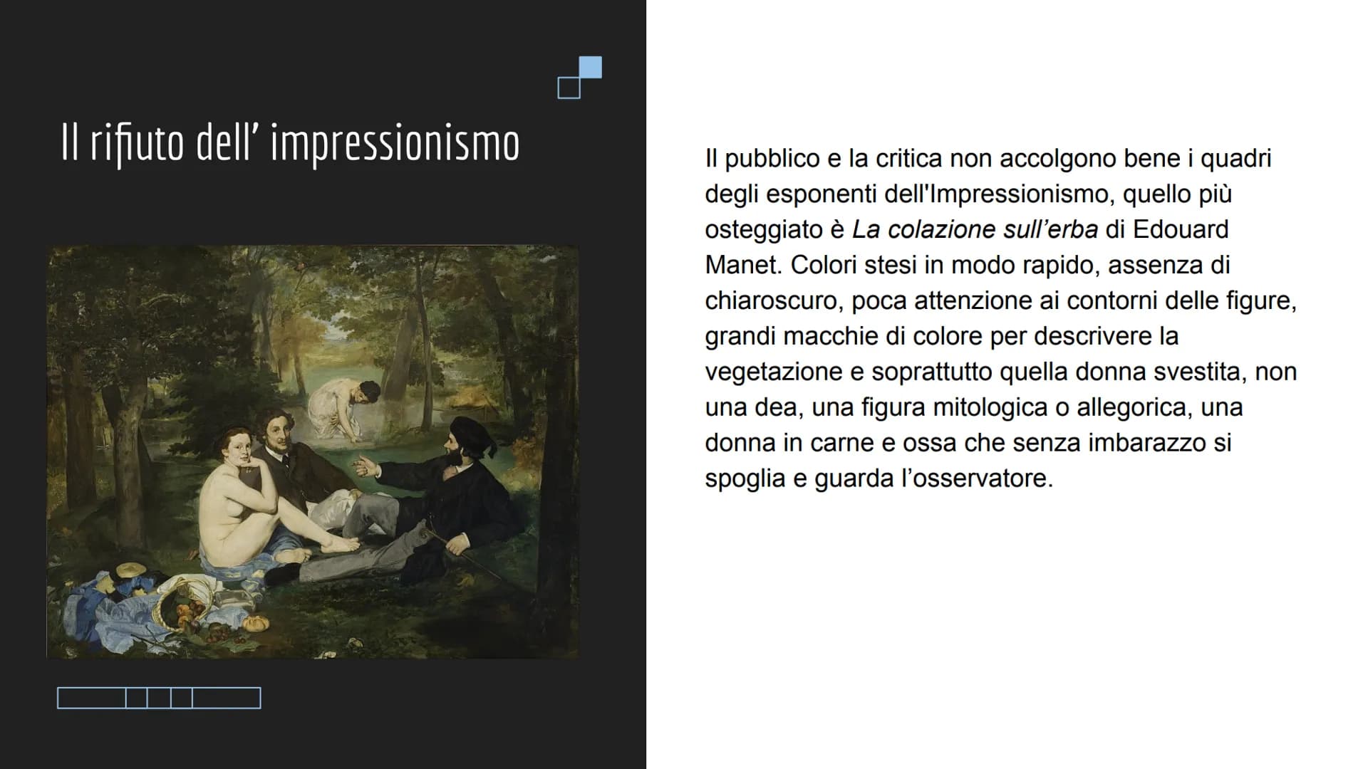 IMPRESSIONISMO Che cos'è l'
impressionismo?
L'impressionismo è un movimento artistico che nasce a
Parigi nel 1874 grazie al fotografo Nadar 