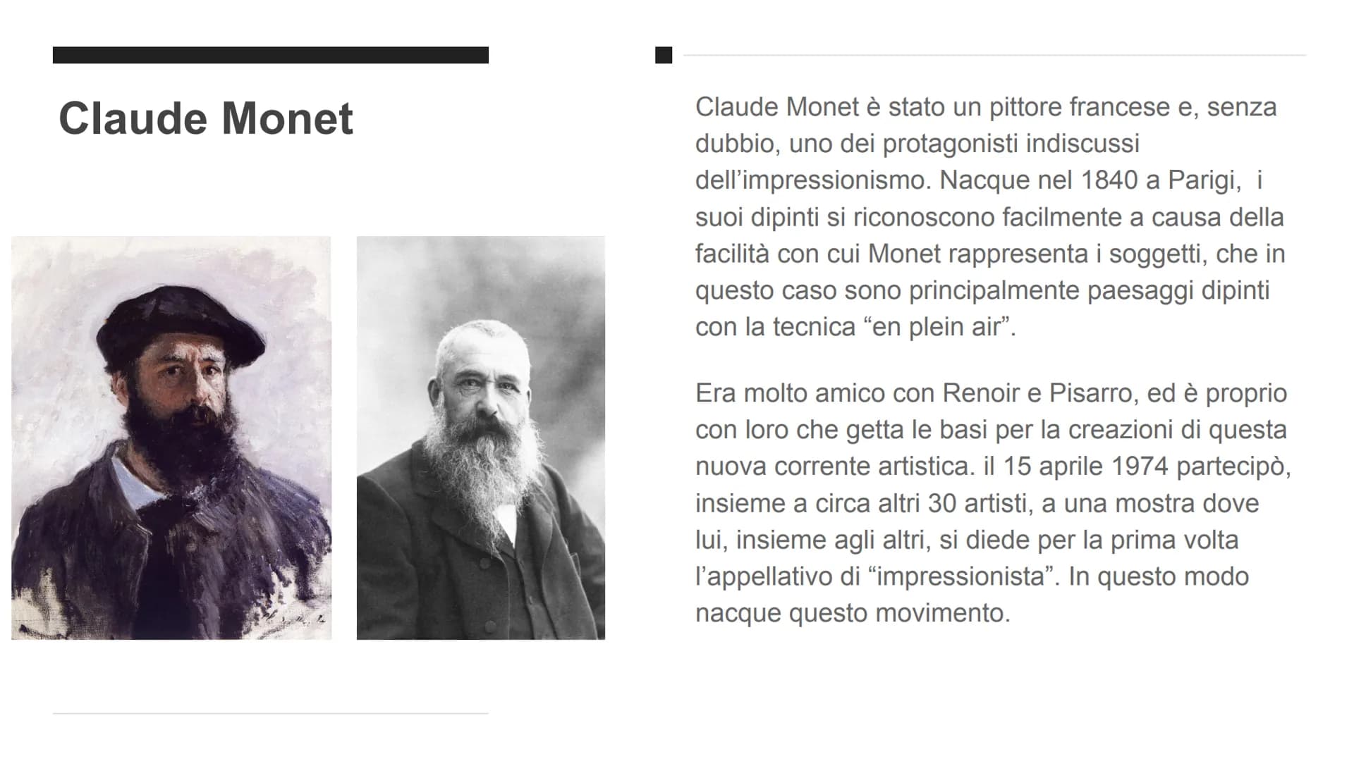 IMPRESSIONISMO Che cos'è l'
impressionismo?
L'impressionismo è un movimento artistico che nasce a
Parigi nel 1874 grazie al fotografo Nadar 