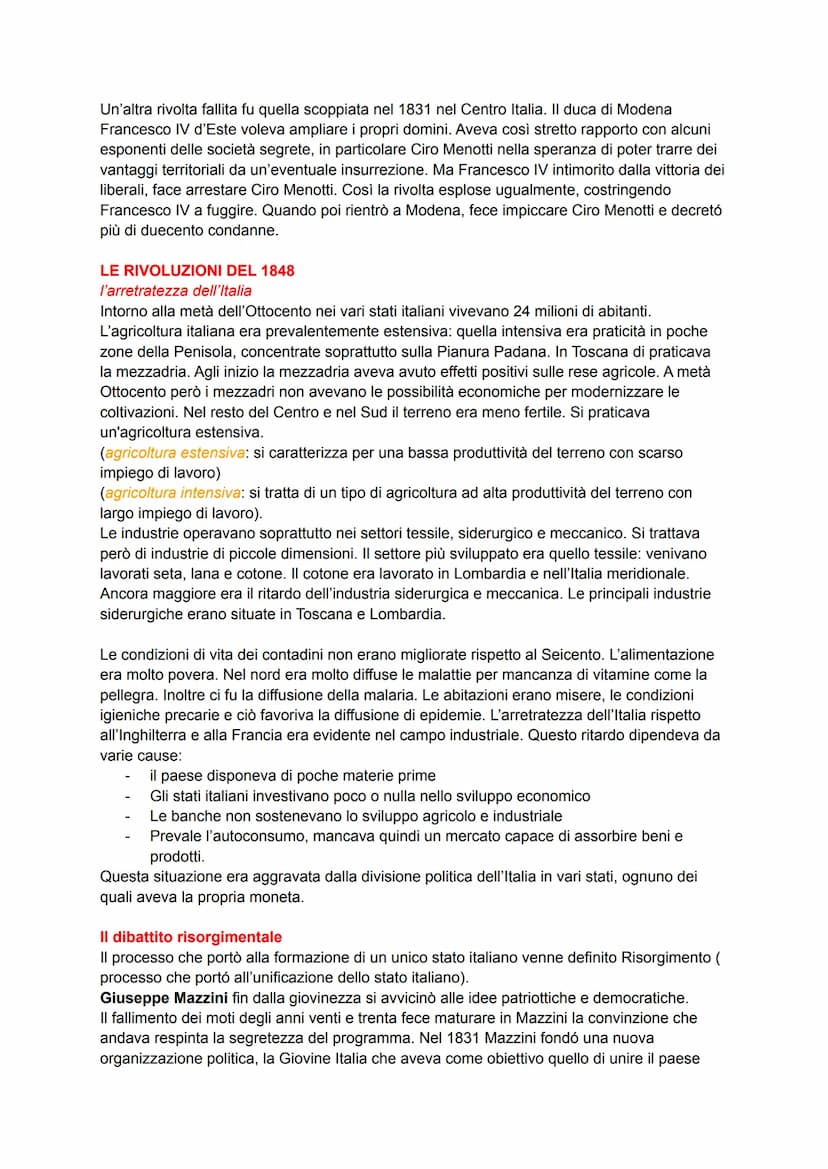 I MOTI DEGLI ANNI 20-30
Le società segrete
Nell'età della restaurazione, il principale strumento di lotta politica fu costituito dalle socie