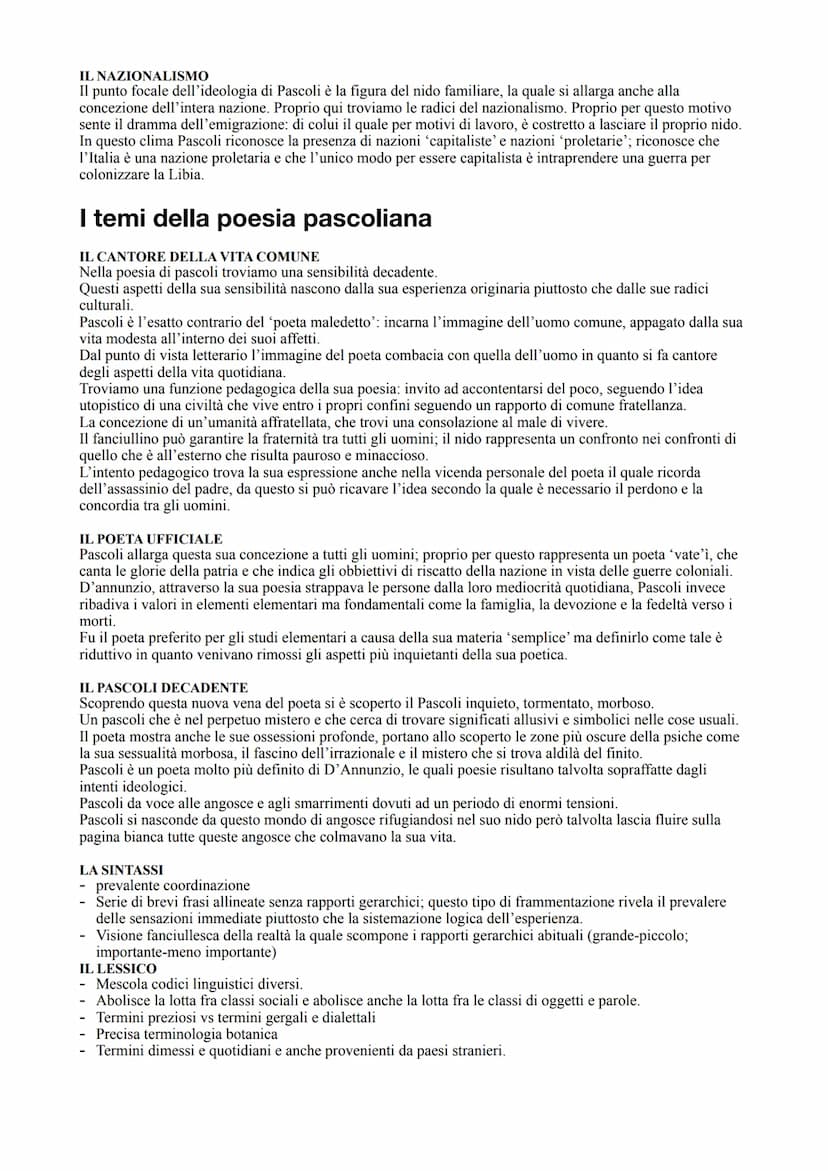 Giovanni Pascoli
Vita
nasce a San Mauro di Romagna da una famiglia della piccola borghesia rurale. Vive in una famiglia molto
numerosa che v