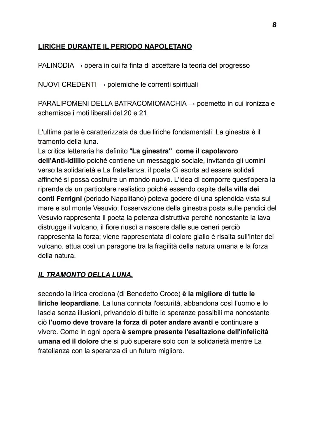 Giacomo Leopardi: Vita ed Opere
Leopardi visse nell'ultimo secolo dell'ottocento, vivendo tra il neoclassico e il
romanticismo; a porre fine