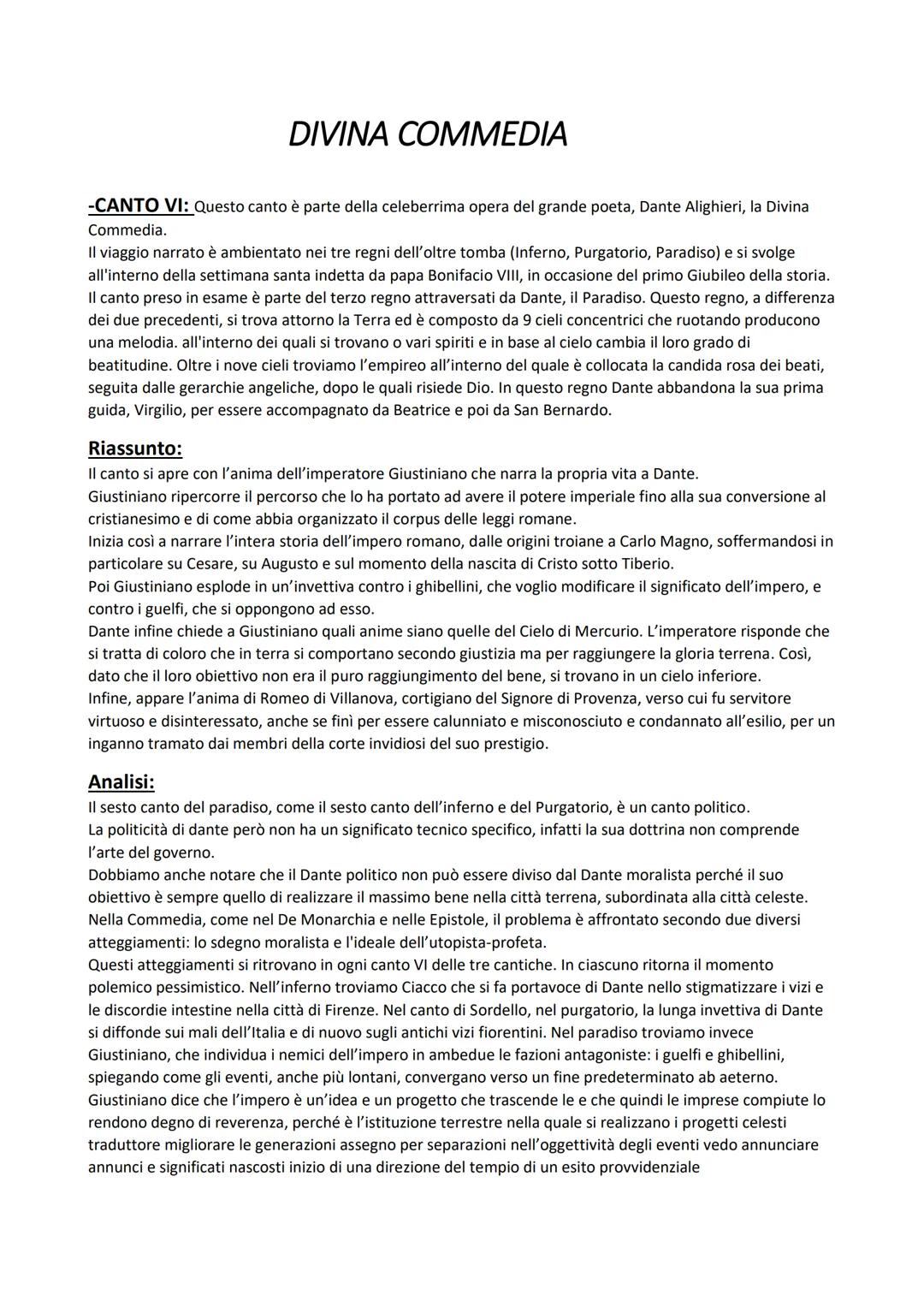 # DIVINA COMMEDIA

-CANTO VI: Questo canto è parte della celeberrima opera del grande poeta, Dante Alighieri, la Divina
Commedia.

Il viaggi