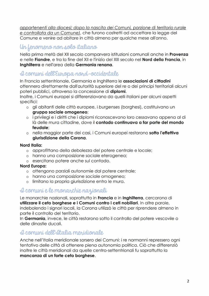 I comuni
1. L'origine dei comuni in Italia e in Europa
Le origini del Comune italiano risalgono all'XI secolo, quando, in seguito al forte
s