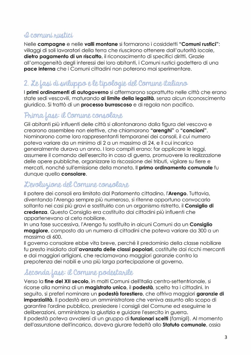 I comuni
1. L'origine dei comuni in Italia e in Europa
Le origini del Comune italiano risalgono all'XI secolo, quando, in seguito al forte
s