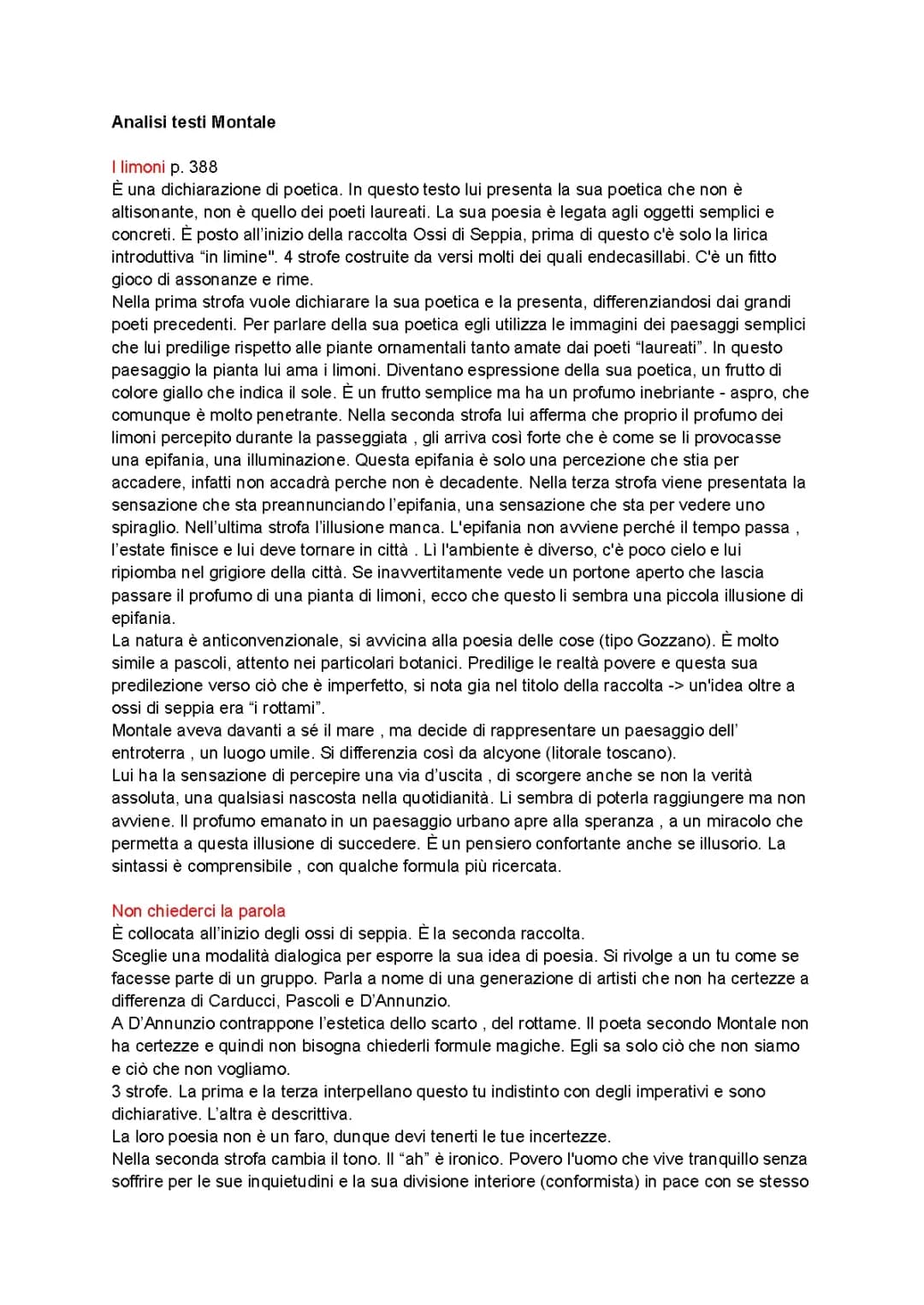 Analisi testi di Montale 
