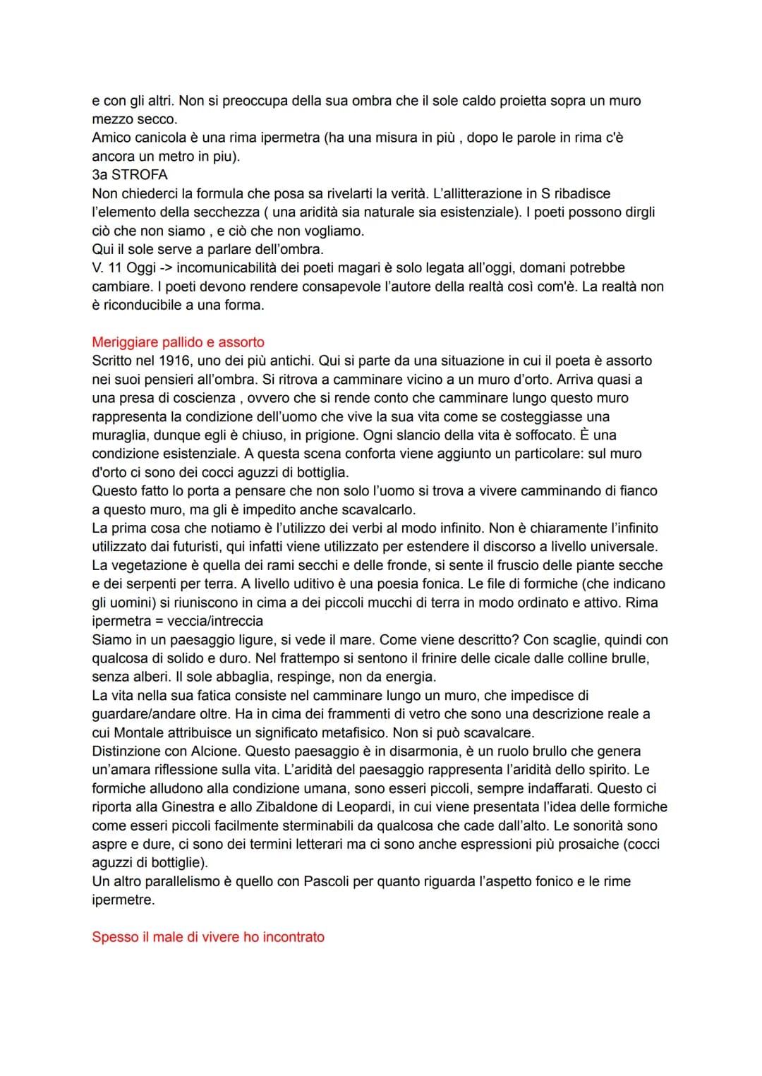 Analisi testi Montale
I limoni p. 388
È una dichiarazione di poetica. In questo testo lui presenta la sua poetica che non è
altisonante, non