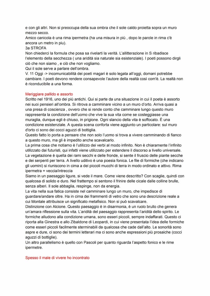 Analisi testi Montale
I limoni p. 388
È una dichiarazione di poetica. In questo testo lui presenta la sua poetica che non è
altisonante, non