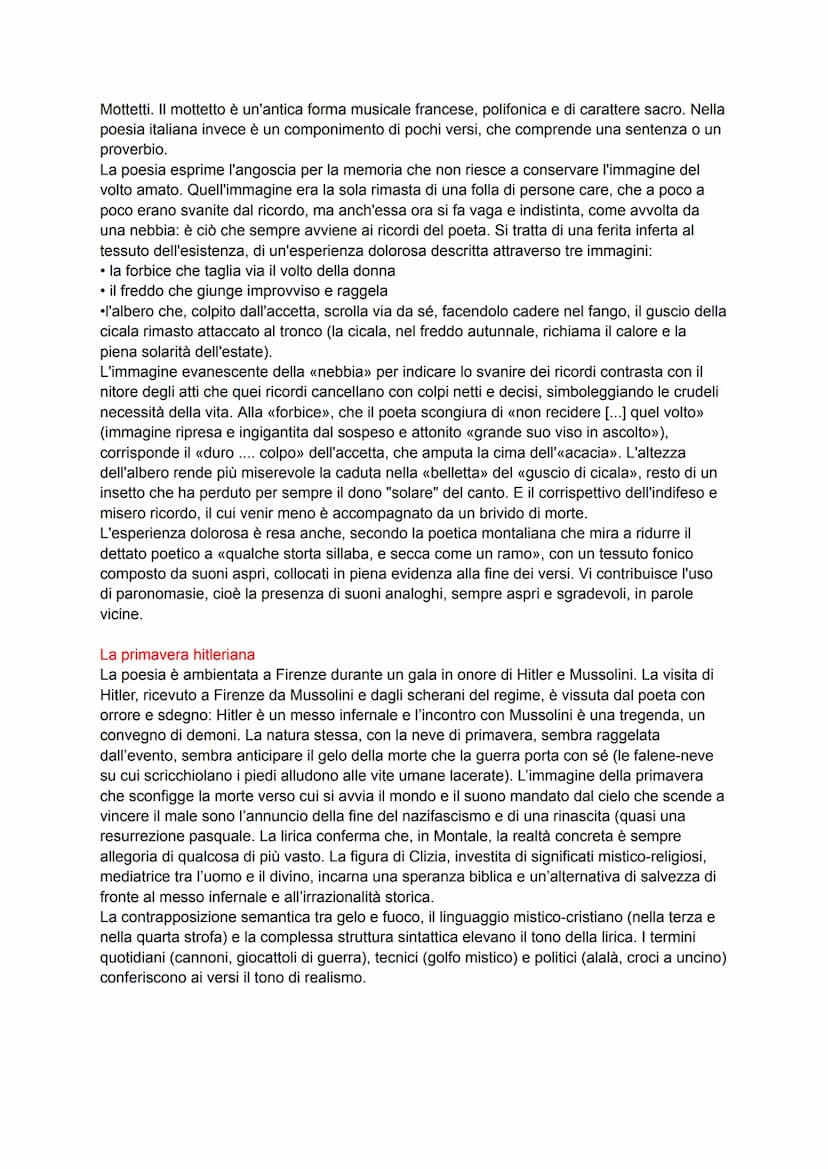 Analisi testi Montale
I limoni p. 388
È una dichiarazione di poetica. In questo testo lui presenta la sua poetica che non è
altisonante, non