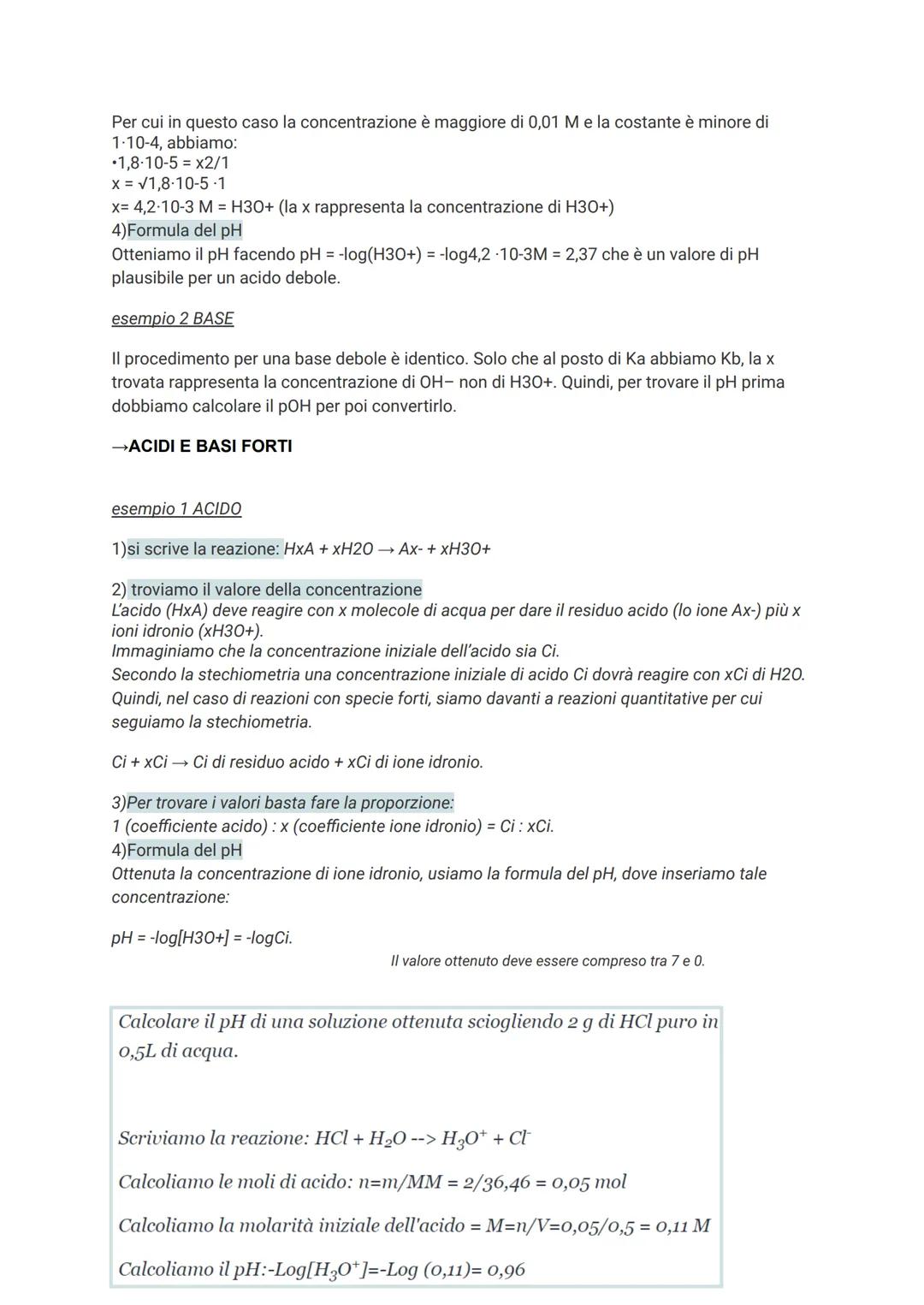# CALCOLARE IL PH

Si definisce pH il logaritmo decimale negativo della concentrazione molare degli ioni H+:
pH= -log[H+] o pH= -log[H3O+]

