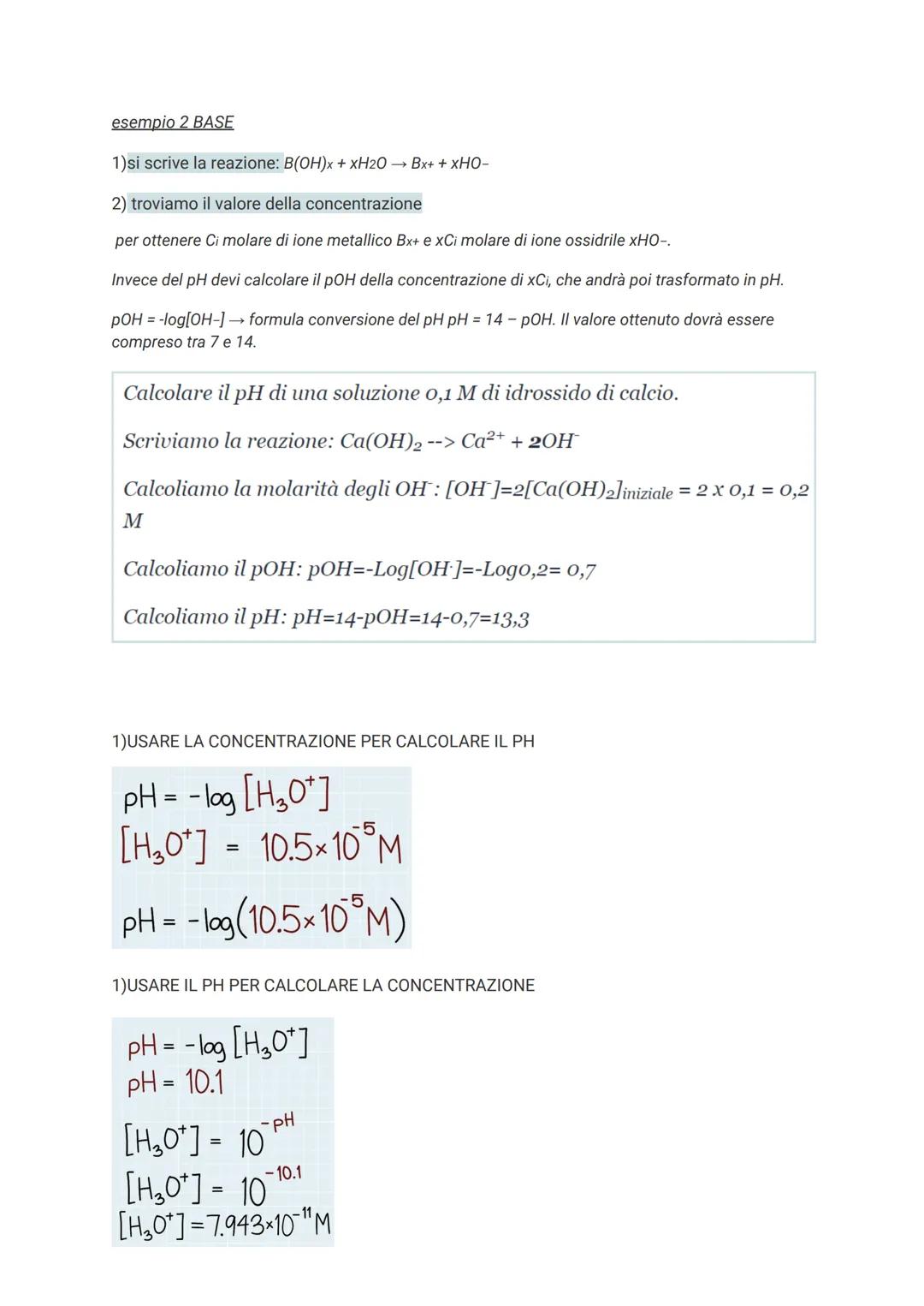 # CALCOLARE IL PH

Si definisce pH il logaritmo decimale negativo della concentrazione molare degli ioni H+:
pH= -log[H+] o pH= -log[H3O+]

