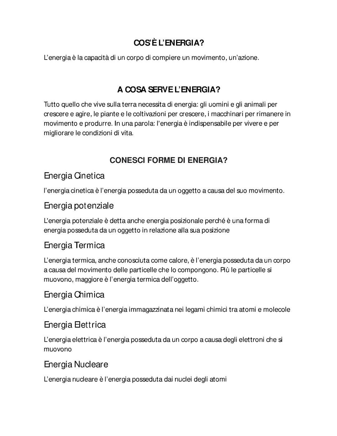 L'energia: definizione, forme e sostenibilità
