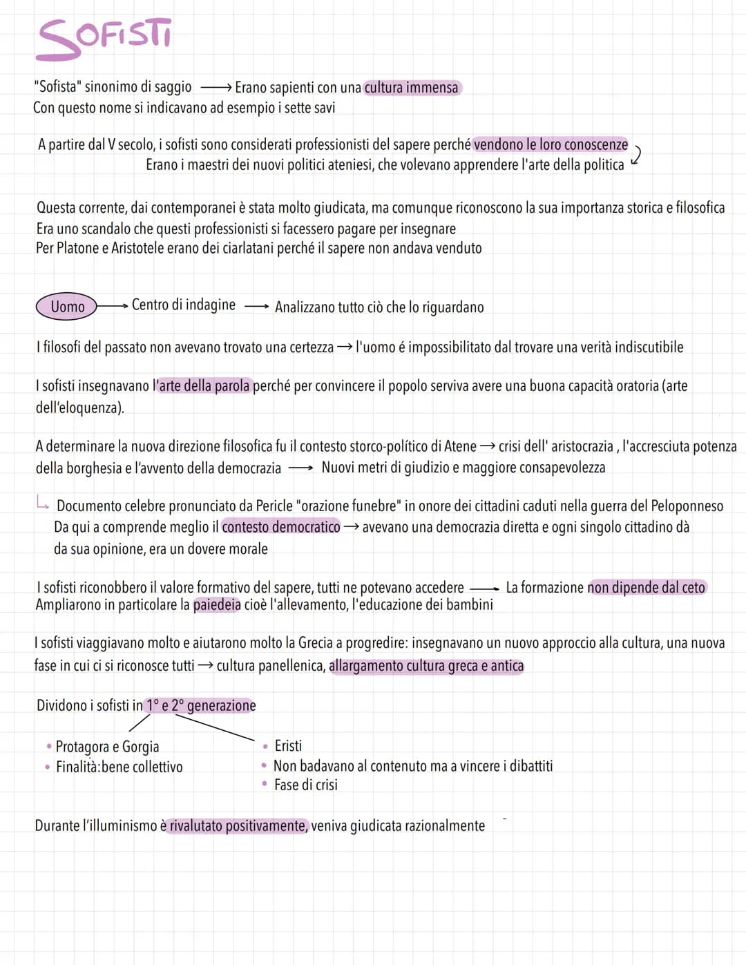 SOFISTI
"Sofista" sinonimo di saggio
Con questo nome si indicavano ad esempio i sette savi
A partire dal V secolo, i sofisti sono considerat