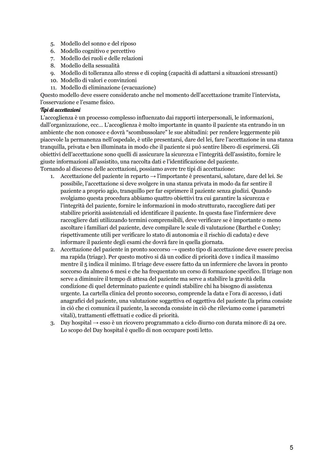 Infermieristica clinica
Indice
1. ACCETTAZIONE DEL PAZIENTE
concetto di accoglienza
Accettazione del paziente in reparto, pronto soccorso e 