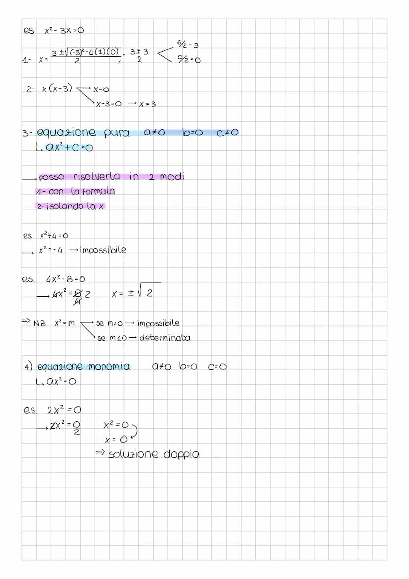 equazioni di secondo grado → → ax²+bx+c=O
Lun'equazione di secondo grado ha al massimo 2 soluzioni
se A²0→l'equazione è impossibile
Lse A ³0