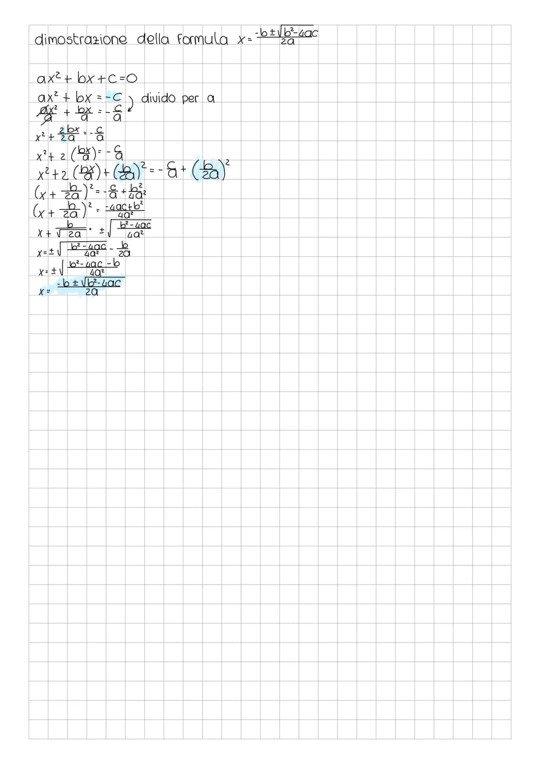 equazioni di secondo grado → → ax²+bx+c=O
Lun'equazione di secondo grado ha al massimo 2 soluzioni
se A²0→l'equazione è impossibile
Lse A ³0
