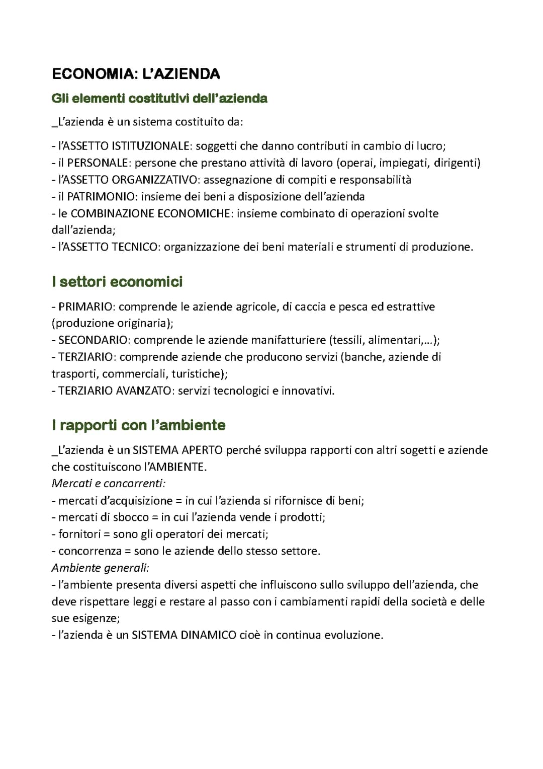 L’azienda e la sua organizziazione