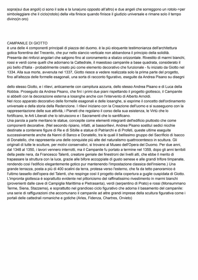 GIOTTO
Allievo di cimabue, lavora al campanile della basilica di santa maria del fiore a firenze(disegna verosimilmente
la parte basamentale