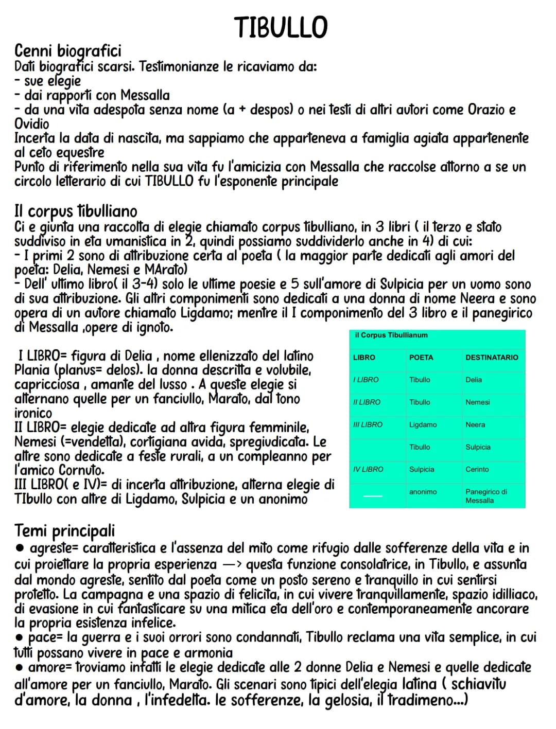 TIBULLO
Cenni biografici
Dati biografici scarsi. Testimonianze le ricaviamo da:
- sue elegie
dai rapporti con Messalla
- da una vita adespot
