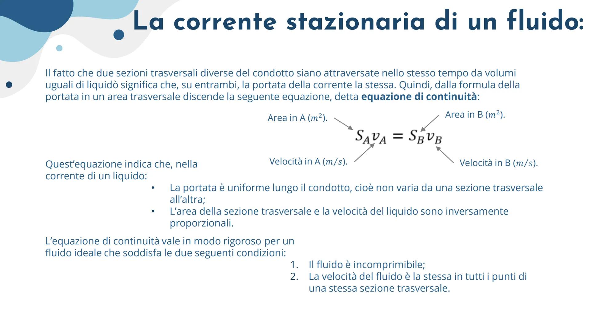 2° interrogazione di
fisica:
La meccanica dei fluidi, la temperatura e i gas... La meccanica dei
fluidi:
1. La corrente stazionaria di un fl