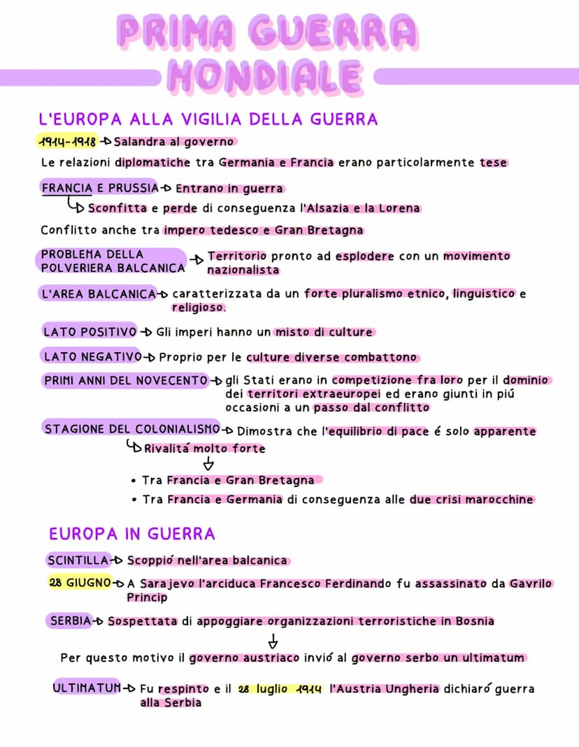 
<h4 id="leuropaallavigiliadellaguerra">L'Europa alla vigilia della guerra</h4>
<p>Nel periodo 1914-1918, l'Italia era governata da Salandra