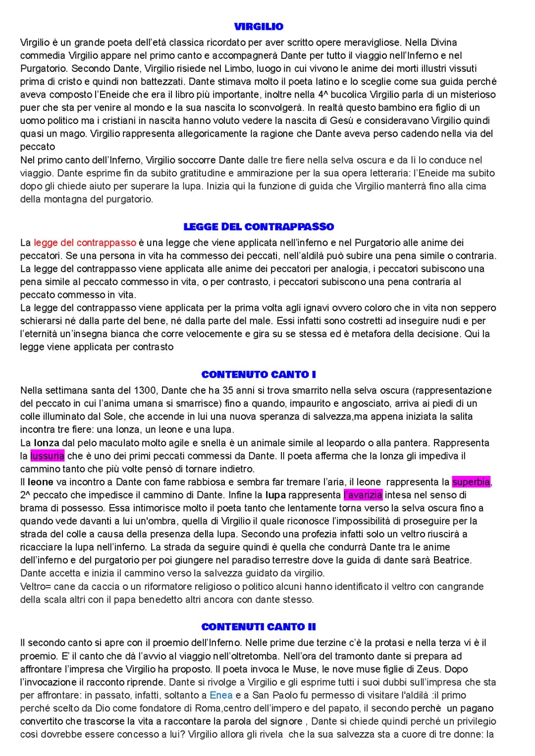 riassunto inferno canto 1-2-3