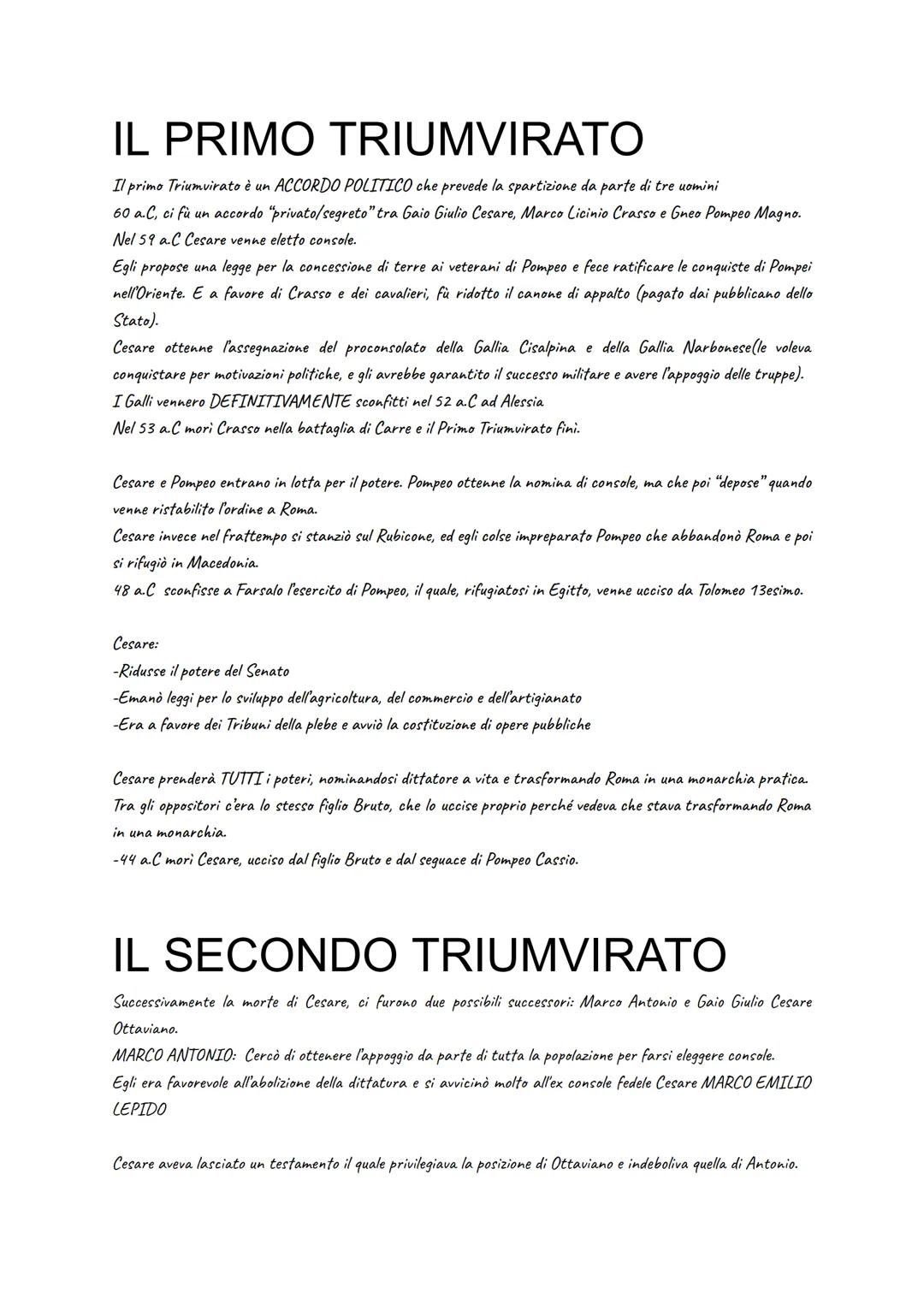 # IL PRIMO TRIUMVIRATO
Il primo Triumvirato è un ACCORDO POLITICO che prevede la spartizione da parte di tre uomini
60 a.C, ci fù un accordo