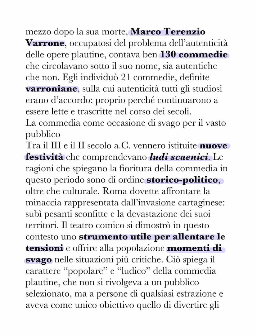 Plauto
La vita e i nomi del poeta
Plauto nacque qualche anno prima del 250 a.C. a
Sarsina (oggi in Romagna) e morì nel 184 a.C.
(periodo del